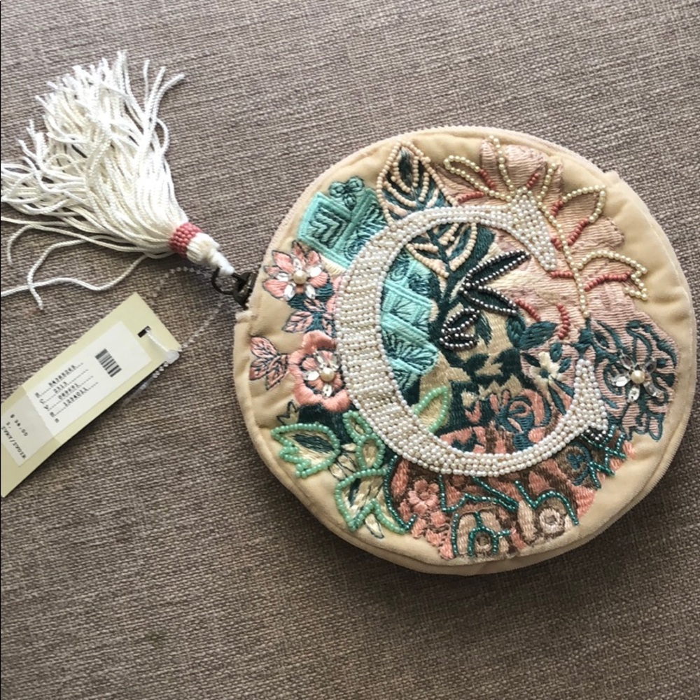 NWT Beaded Monogram Anthropologie/BHLDN Pouch